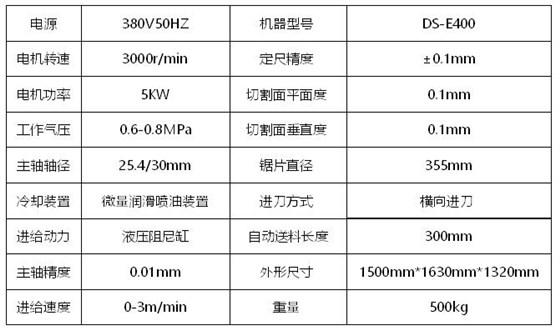 全自動角碼鋸技術參數